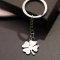 Stainless Steel Clover Keychain – Silver Key Ring Pendant for Car & House Keys