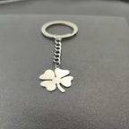 Stainless Steel Clover Keychain – Silver Key Ring Pendant for Car & House Keys