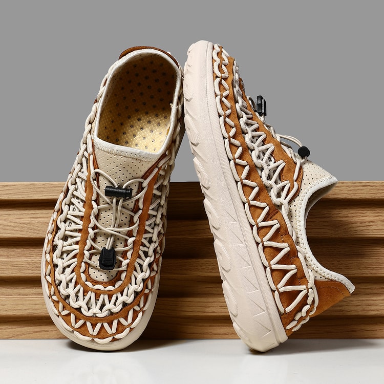 Men's Hand-Woven Summer Sandals – Casual Breathable Outdoor Slip-On Shoes