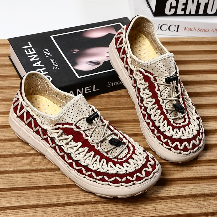 Men's Hand-Woven Summer Sandals – Casual Breathable Outdoor Slip-On Shoes