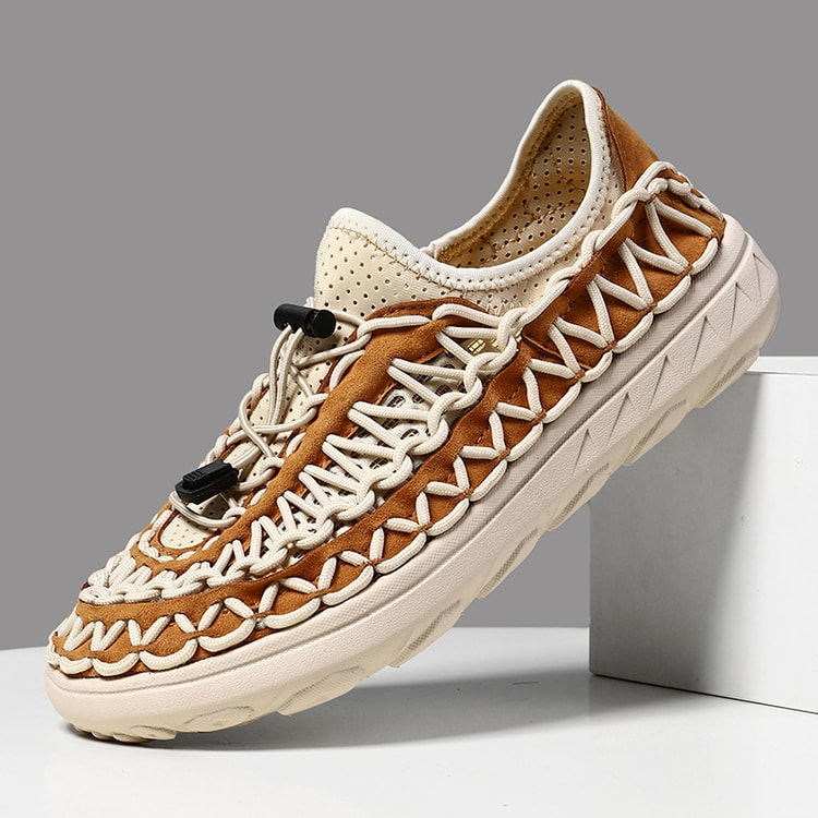 Men's Hand-Woven Summer Sandals – Casual Breathable Outdoor Slip-On Shoes
