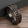Men's Multi-Layer Braided Bracelet – Vintage Style Leather & Rope Bracelet with Magnetic Clasp