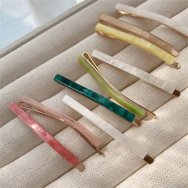 3-Piece Acetate Geometric Hair Barrettes – Oblong Hair Clips & Side Hair Pins