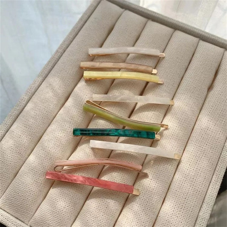 3-Piece Acetate Geometric Hair Barrettes – Oblong Hair Clips & Side Hair Pins