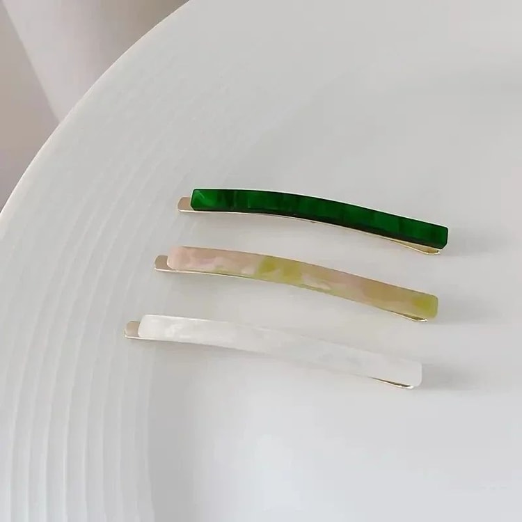 3-Piece Acetate Geometric Hair Barrettes – Oblong Hair Clips & Side Hair Pins