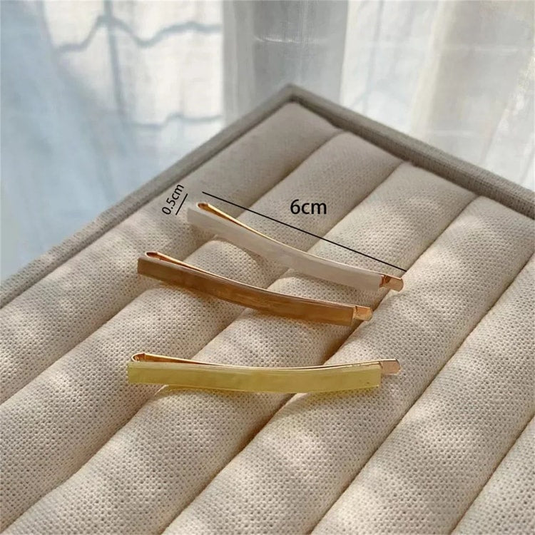 3-Piece Acetate Geometric Hair Barrettes – Oblong Hair Clips & Side Hair Pins