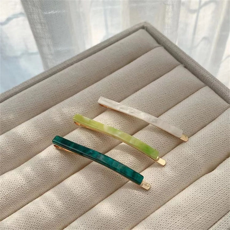 3-Piece Acetate Geometric Hair Barrettes – Oblong Hair Clips & Side Hair Pins