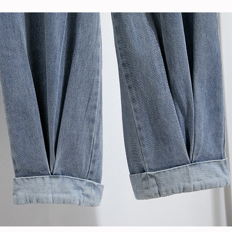 Women's High-Waist Harem Denim Jeans – Korean Style Casual Stretch Pants