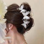 Butterfly Pearl-Inspired Bow Hair Claw Clip – Women's Ponytail Hair Accessory