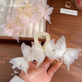 Butterfly Pearl-Inspired Bow Hair Claw Clip – Women's Ponytail Hair Accessory