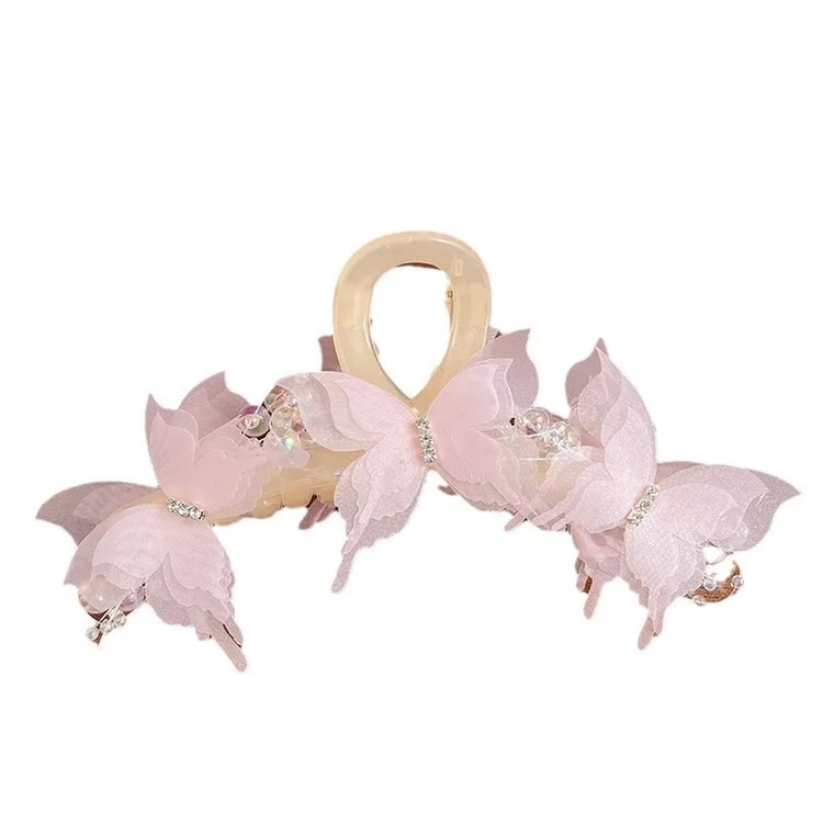 Butterfly Pearl-Inspired Bow Hair Claw Clip – Women's Ponytail Hair Accessory