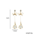 Bow Knot Dangle Earrings with Opal-Inspired Pendant – Women's Fashion Jewelry