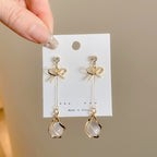 Bow Knot Dangle Earrings with Opal-Inspired Pendant – Women's Fashion Jewelry