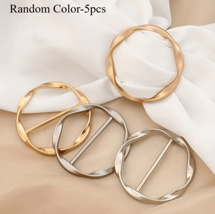 Adjustable Shirt Ring & Scarf Buckle Set (5-Pack) – Multipurpose Clothing Styling Accessories