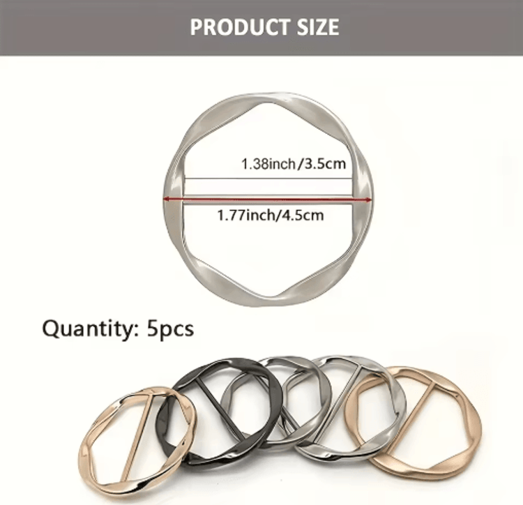 Adjustable Shirt Ring & Scarf Buckle Set (5-Pack) – Multipurpose Clothing Styling Accessories