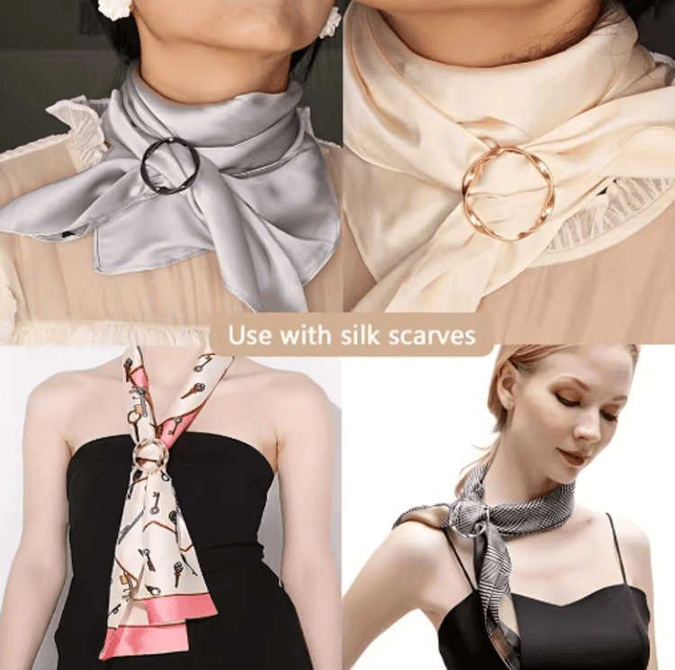 Adjustable Shirt Ring & Scarf Buckle Set (5-Pack) – Multipurpose Clothing Styling Accessories