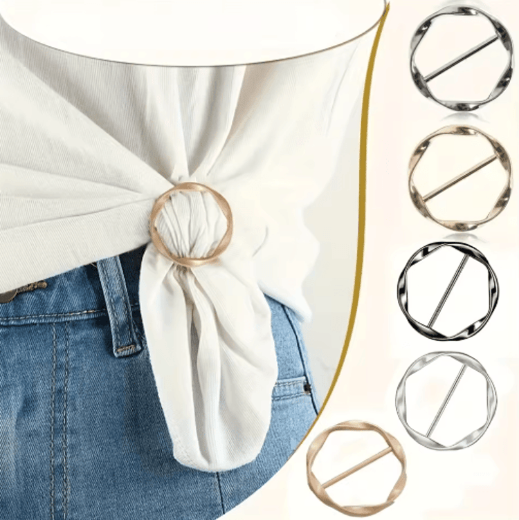 Adjustable Shirt Ring & Scarf Buckle Set (5-Pack) – Multipurpose Clothing Styling Accessories